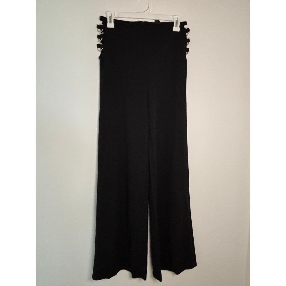 Windsor Black Wide Leg Pants High Waist O-Ring Cutout Side Detail Trousers